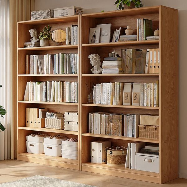 "Modern Simple Style Pine Vertical Standard Children's Bookshelf with 6 Shelves and Closed Back, Free Standing"