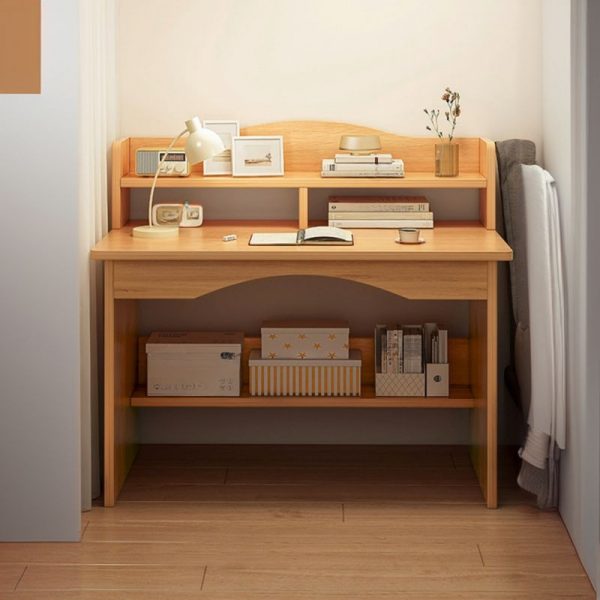 "Timber Wood Color Kids Art Desk with Stockroom, Shelf, and Hutch"