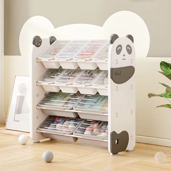 "Chalk Modern Polymer Compound Standard Children's Bookshelf with Animal Theme, Versatile Orientation, Open Back, and Scratch-tolerant Features"