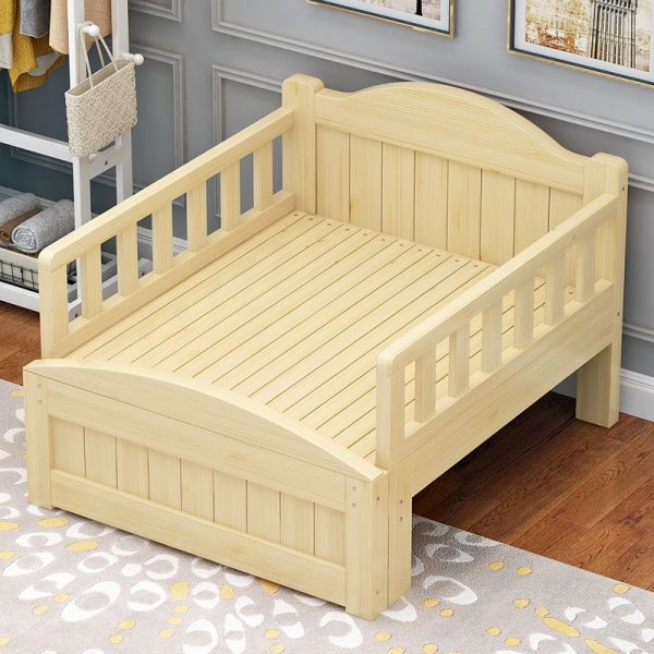 "Wood Grain Simple Wood Kids Bunk Bed with Headboard, Footboard, and Guardrail, Gender Neutral"