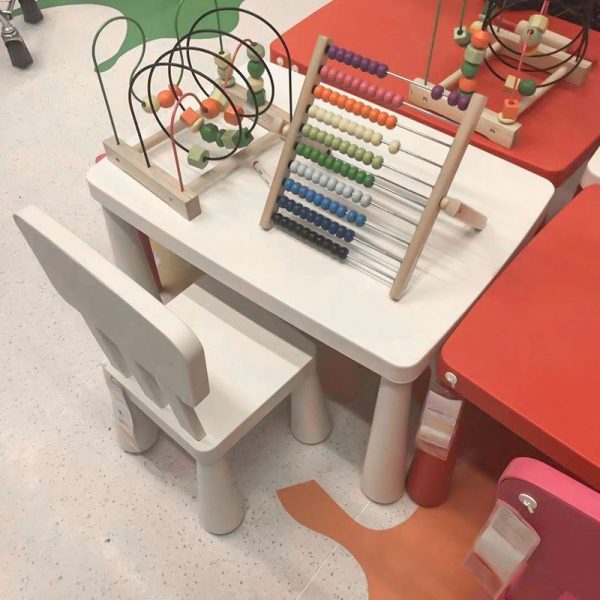 "Adjustable Height Polymerized Material Kids Computer Desk in White/Carnation/Blue"