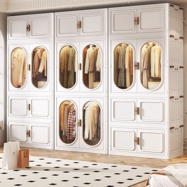 "Synthetic Material Children's Wardrobe with Shelf and Clothing Rod"